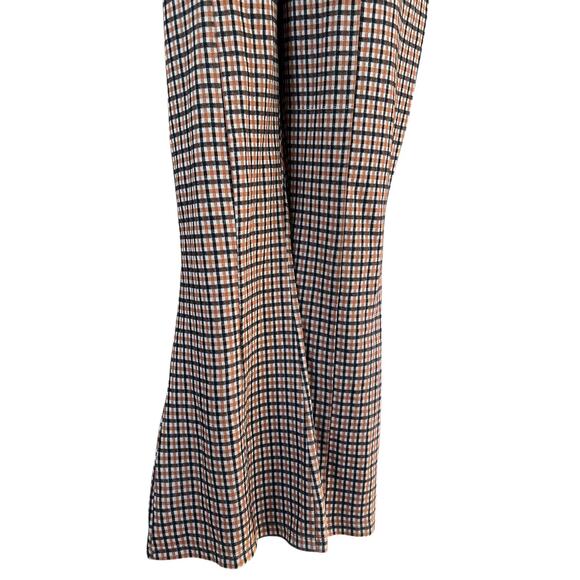 Free People Oxford fall plaid jumpsuit. Orange, black, puff sleeve NWT - Picture 12 of 12